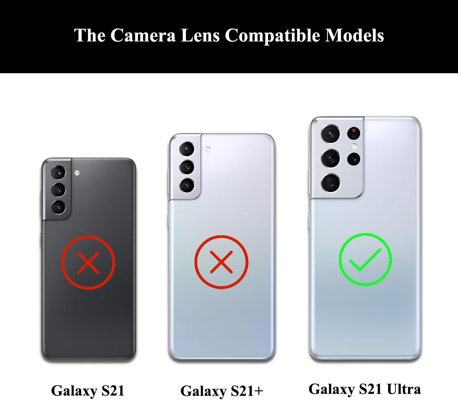 LOZOP 2 Sets S21 Ultra Rear Camera Lens Glass Replacement with Adhesive Pre-Installed Compatible for Galaxy S21 Ultra with Repair Tools and Installation Manual image number 1