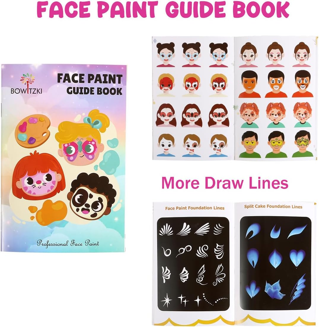 Bowitzki Face Painting Kit for Kids 23 Colors Water Based Face Paint Kit Non Toxic Professional with Stencils Brushes for Parties Birthdays Halloween Christmas Body Makeup image number 1