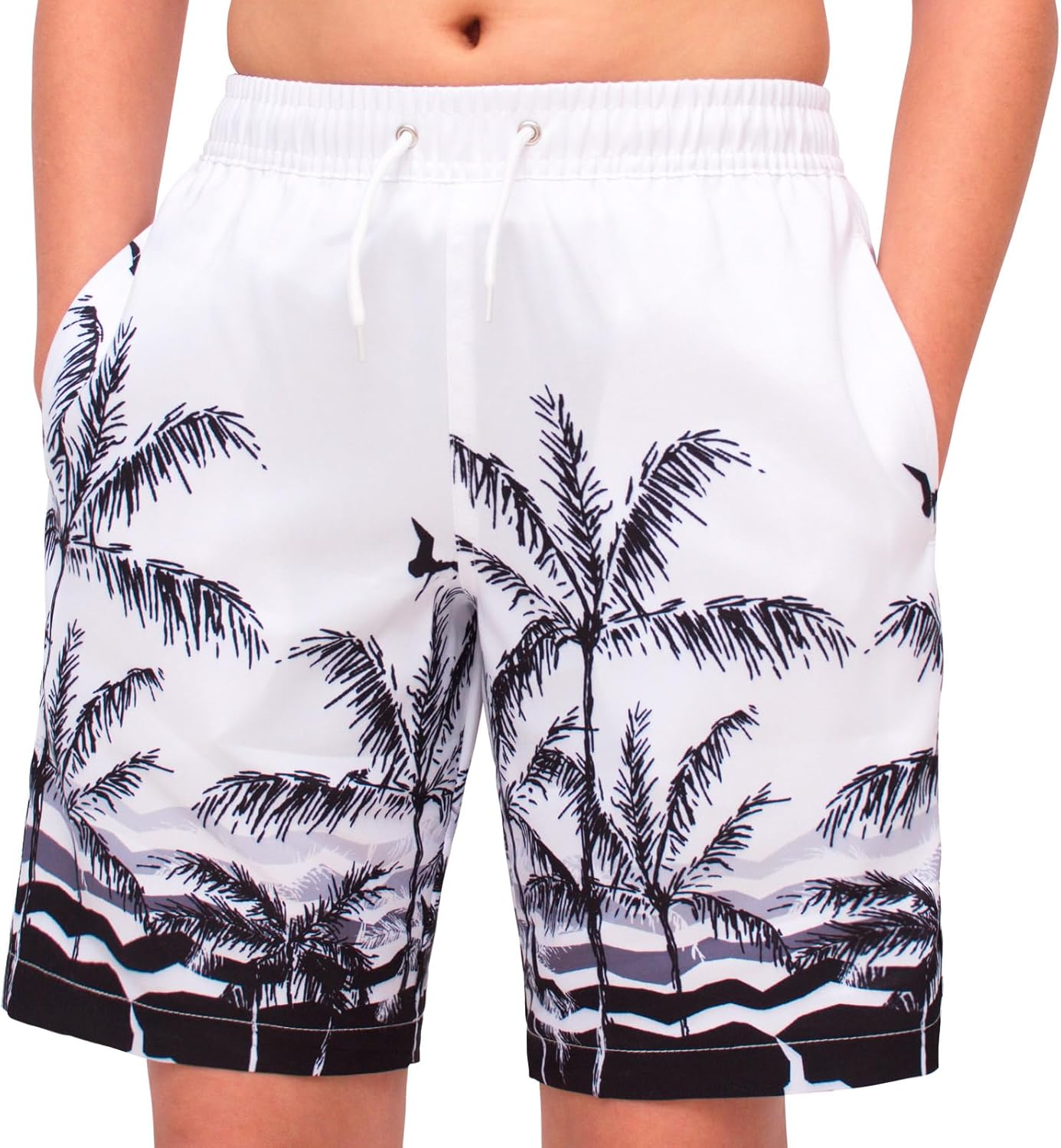 Hill & Sea Boys Swim Trunks 2 in 1 Bathing Suits for Kids Quick Dry Board Shorts Swimming Swimwear with Compression Liner Adjustable Drawstring image number 3