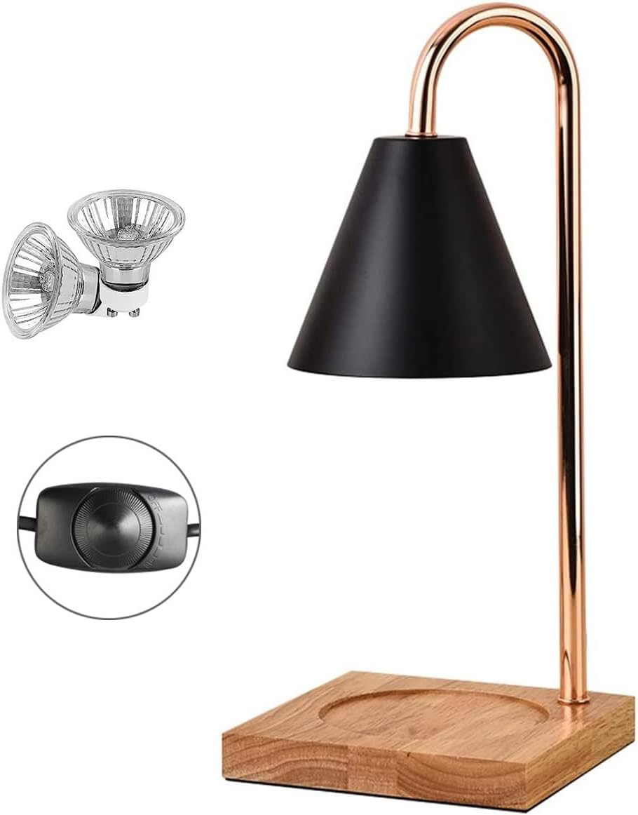 Candle Warmer Lamp, Compatible with Large Jar Candle, White Marble, Dimmable Candle Lamp Style Melter for Scented Candle, Wax Melt, Bedroom Sleep Aid Lamp for Home Decor (Black) image number 6