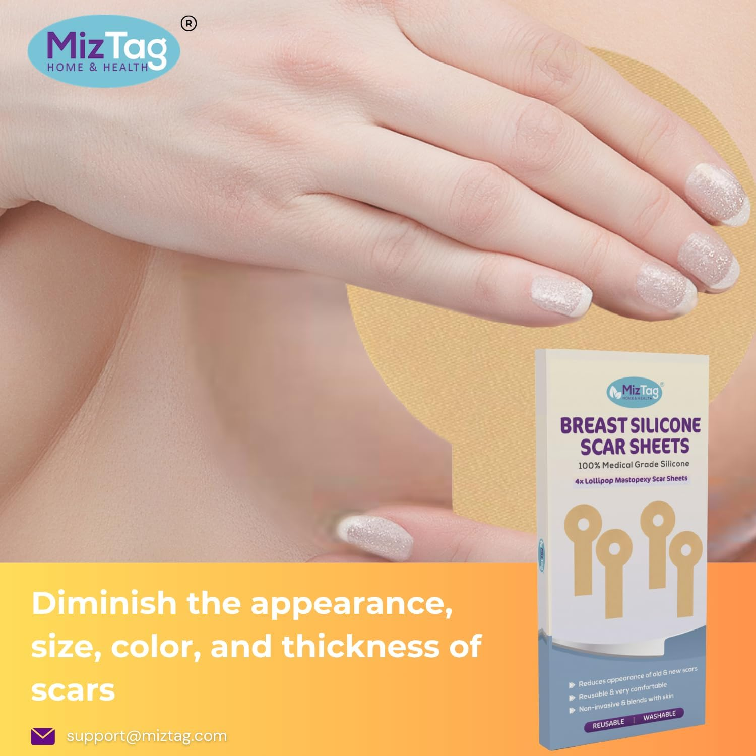 Post-Op Surgery Essentials for Breast Reduction and Augmentation - Silicone Sheets for Recovery - Comfortable Fit under Post-Op Bra (4 PCS) image number 4