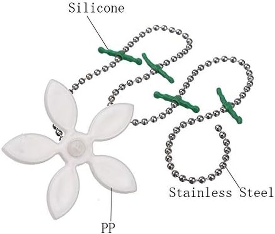 KRISMYA 10 Pcs Sink Strainer Bathtub Drain Hole Hair Cleaner Chain Hook,Drain Flower Hair Catcher for Bathtub and Kitchen