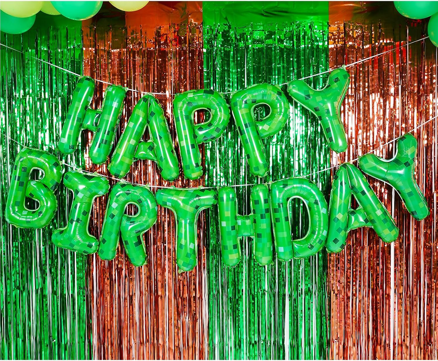 FANGBBO TNT Pixel Happy Birthday Banner Party Decorations Foil Balloons Letters Signs Blast Gaming Party Miner Supplies for Boy Girl image number 4