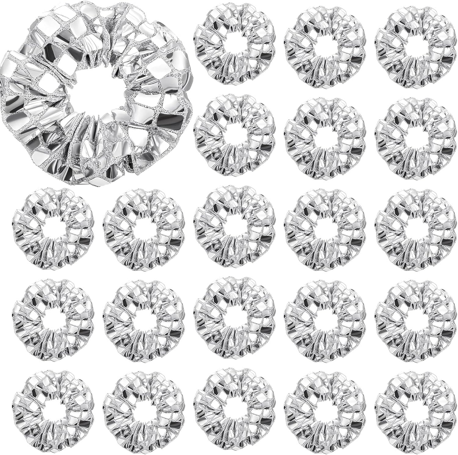 Lyrow 24 Pcs Disco Ball Sequin Hair Scrunchies Last Disco Bachelorette Party Favors Silver Metallic Hair Bobbles Elastics Ponytail Holders Mirror Disco Ball Retro 70S 80S 90S Disco Party Bridal Shower