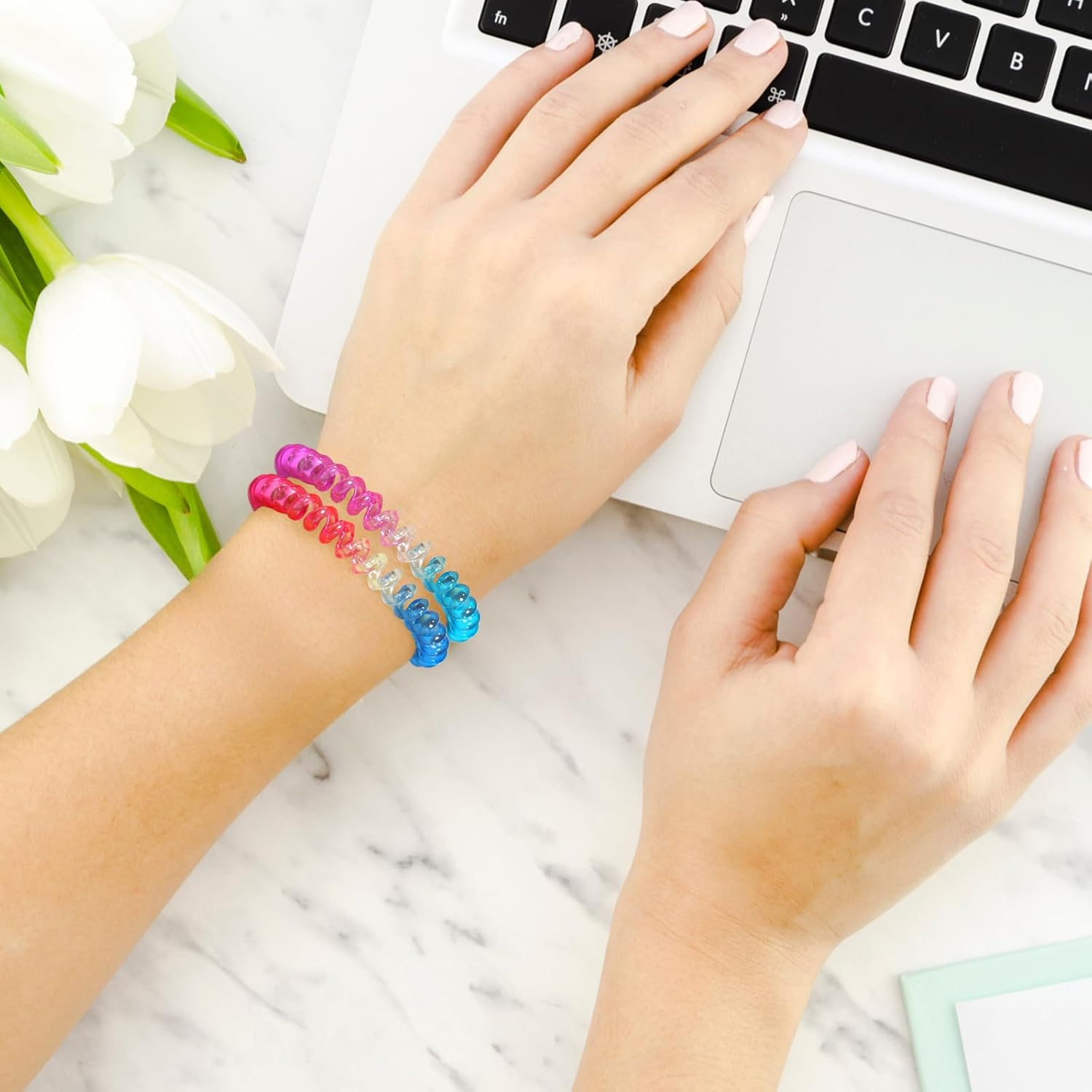 Chewing Bracelets, 20 PCS Sensory Stretchy Coil Bracelets for Relieve Autism, Anxiety, ADHD (Random Color) image number 5