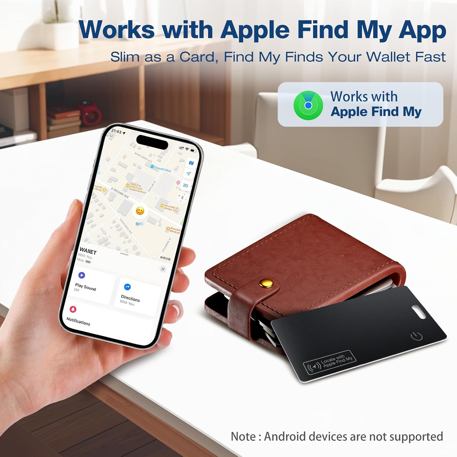 Airtag 2 Pack Wallet Tracker Card 0.06In Slim - Airtag Card Smart Tag IP68 Waterproof, Works with Apple Find My, Apple Air Tag for GPS, Keys, Purse, Credit Card (Ios Only) image number 4