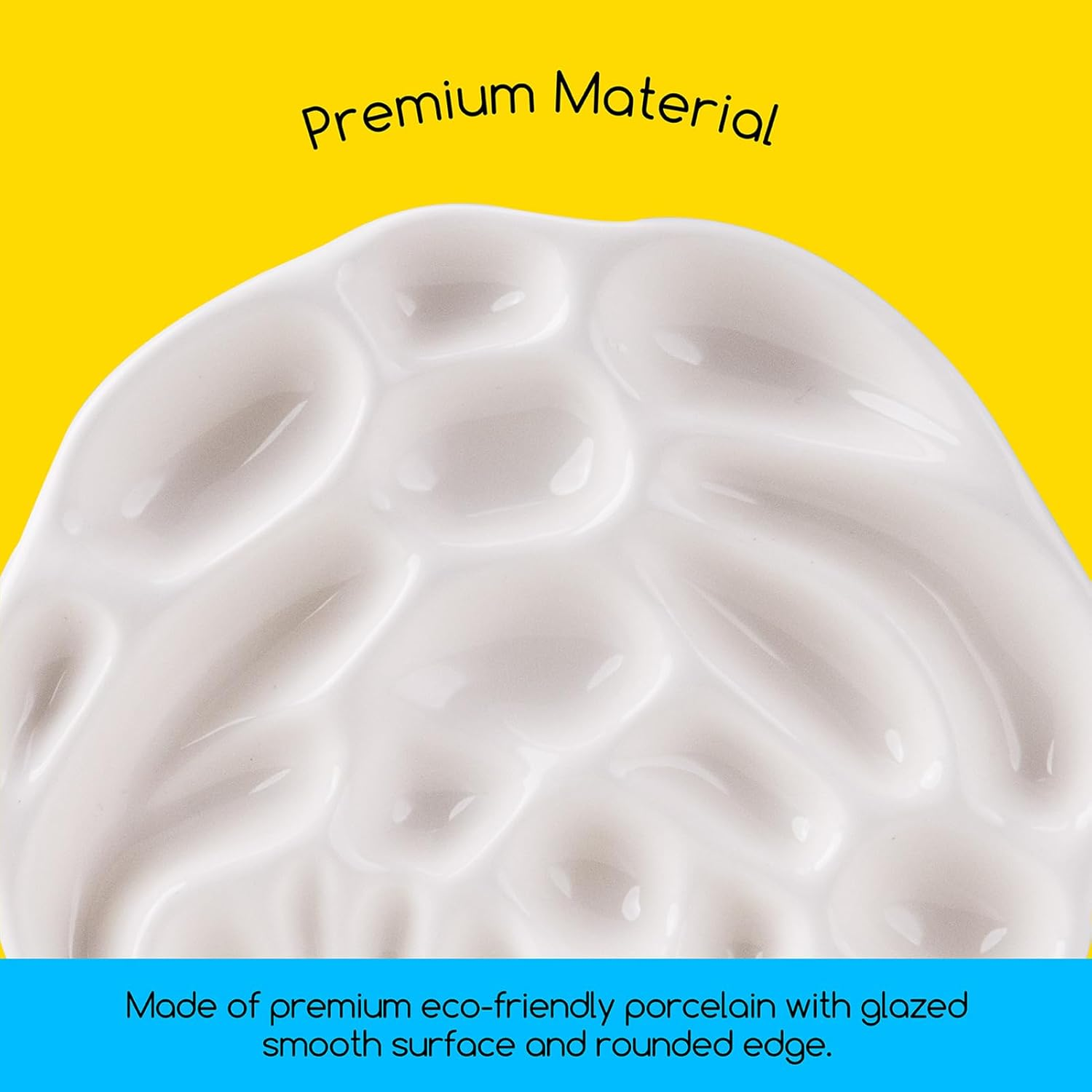 MEEDEN Ceramic Art Paint Palette - Porcelain Mixing Tray for Watercolor, Gouache, Acrylic Painting - 15Cm Rose Artist Palette image number 2