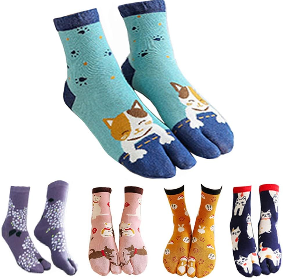 Toe Socks Cotton Crew Five Finger Socks Running Athletic for Men Women 5 Pack