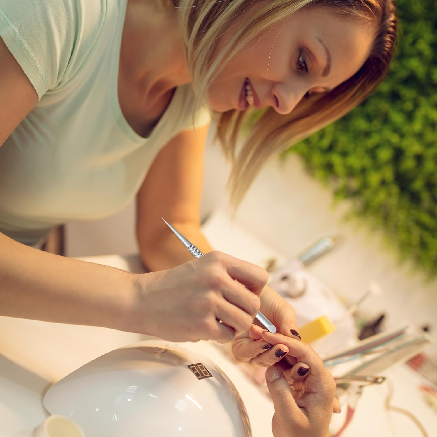 TEAONE Sided Cuticle Remover, 2 PCS Nail Art Pusher for Fingernails, Toenails (12Cm/4.72In) image number 4