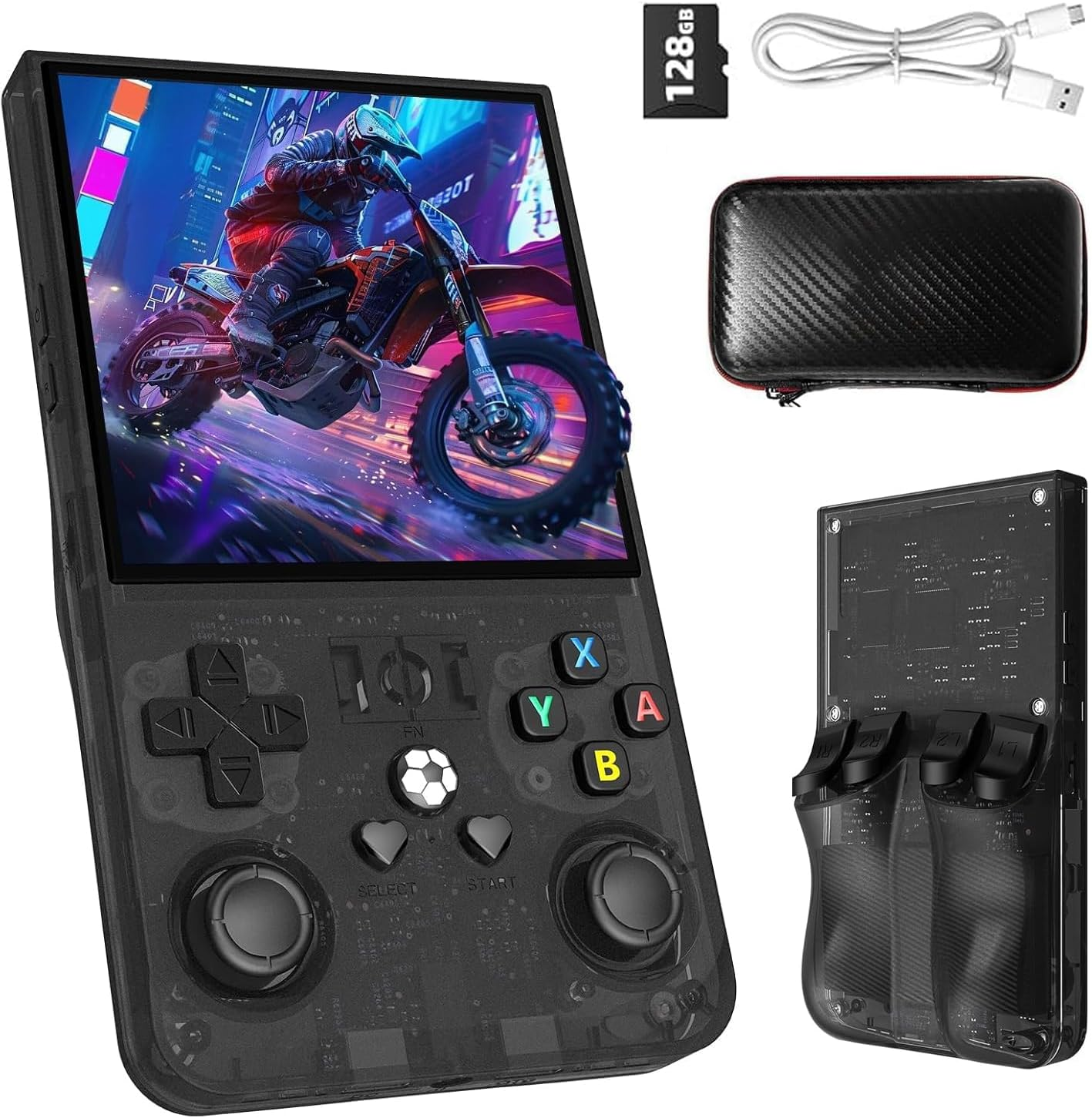 2025 New Upgrade R36MAX Retro Handheld Game Console with 128GB Built-In 22000 Classic Games, Portable Hand Held Open Source Linux System 4.0-In 4K HD IPS Screen Video Player -Black 128GB image number 3