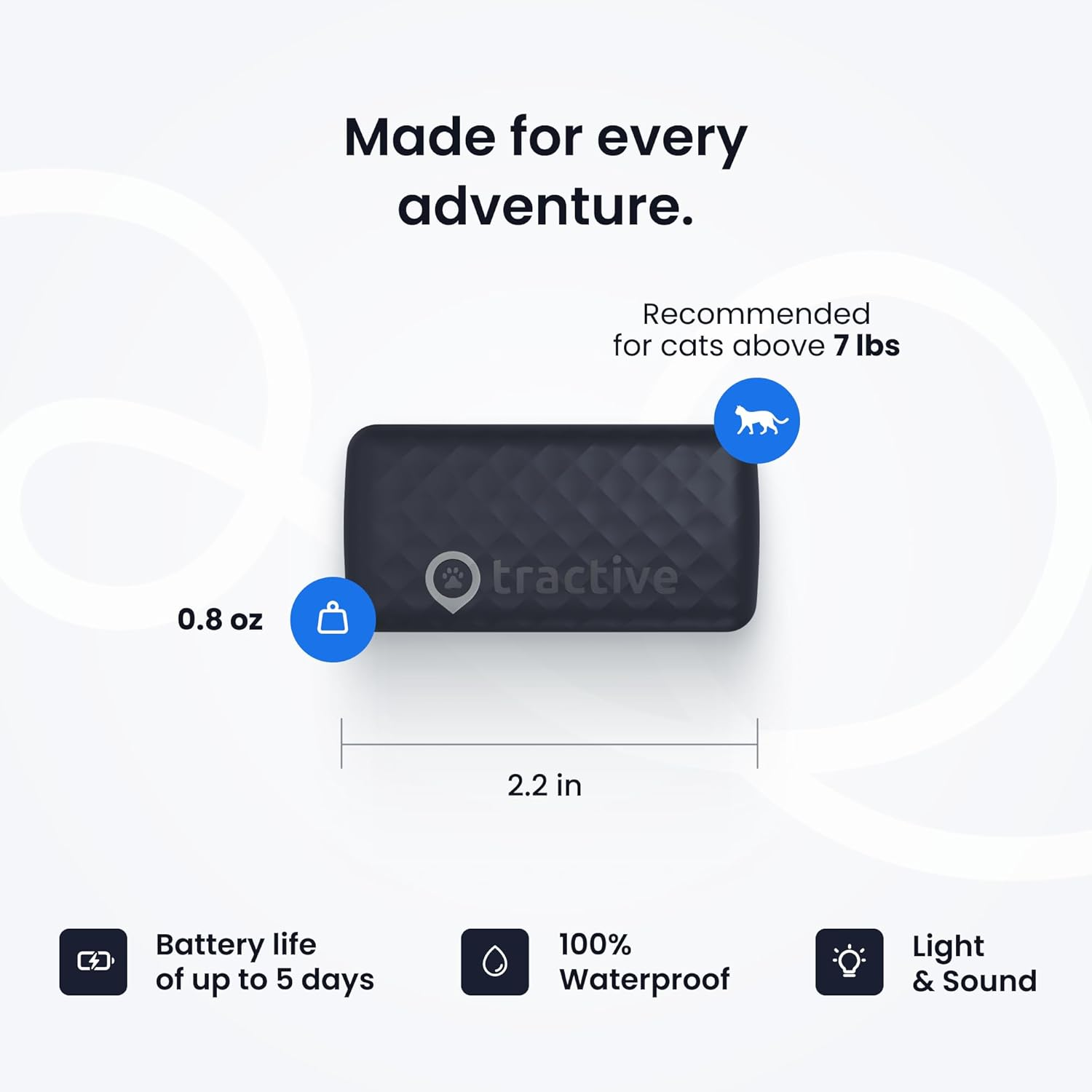 Tractive Smart Cat GPS Tracker | Real-Time Location & Wellness Monitoring for Cats 6.5 Lbs+ | Territory & Location History | up to 5-Day Battery | Breakaway Collar Included (Dark Blue) image number 5