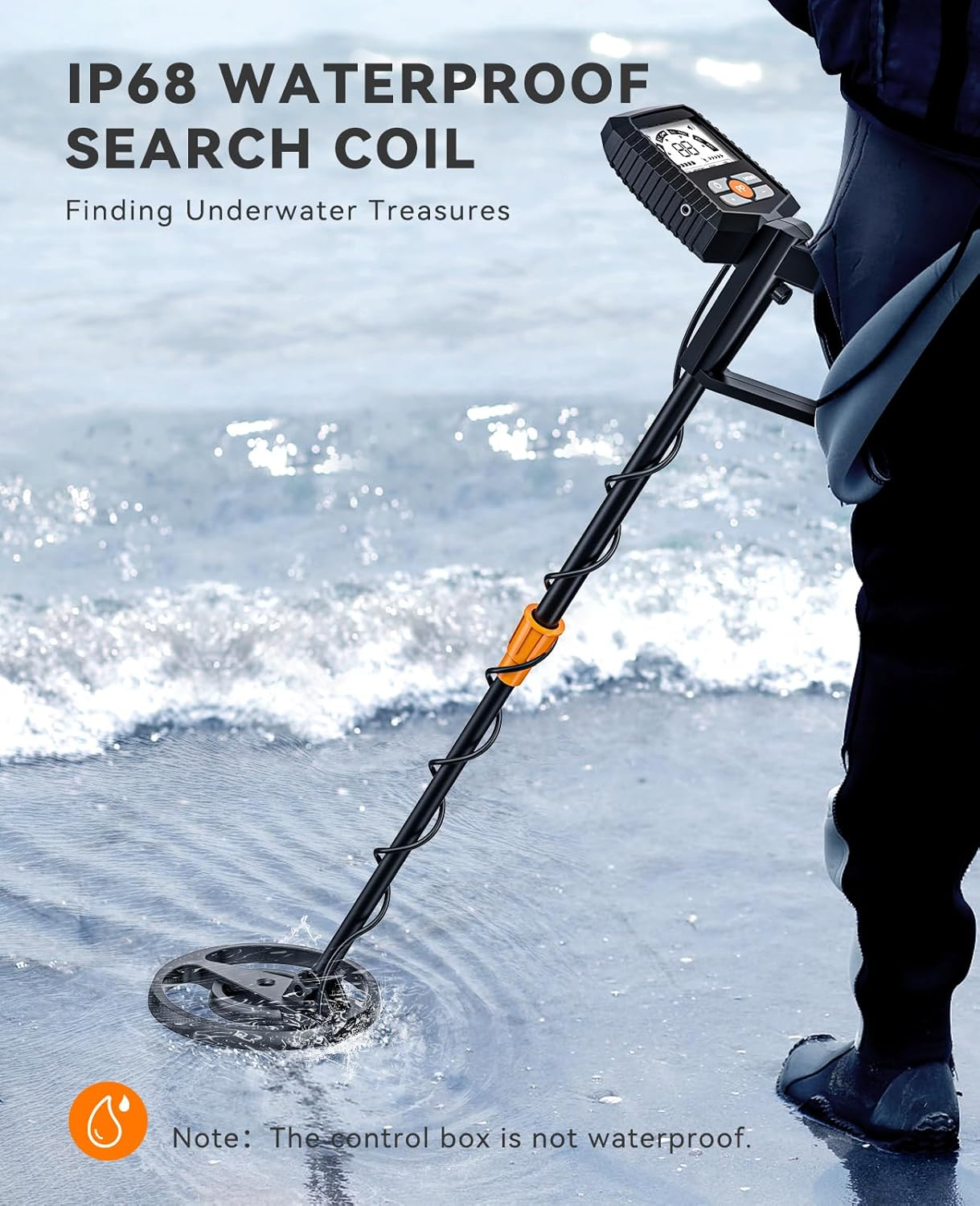 SUNPOW Metal Detector for Adults & Kids, Waterproof Metal Detector for Gold Detecting, Stable Anti-Interference, Big LCD Display, 4 Modes, IP68 Search Coil image number 2