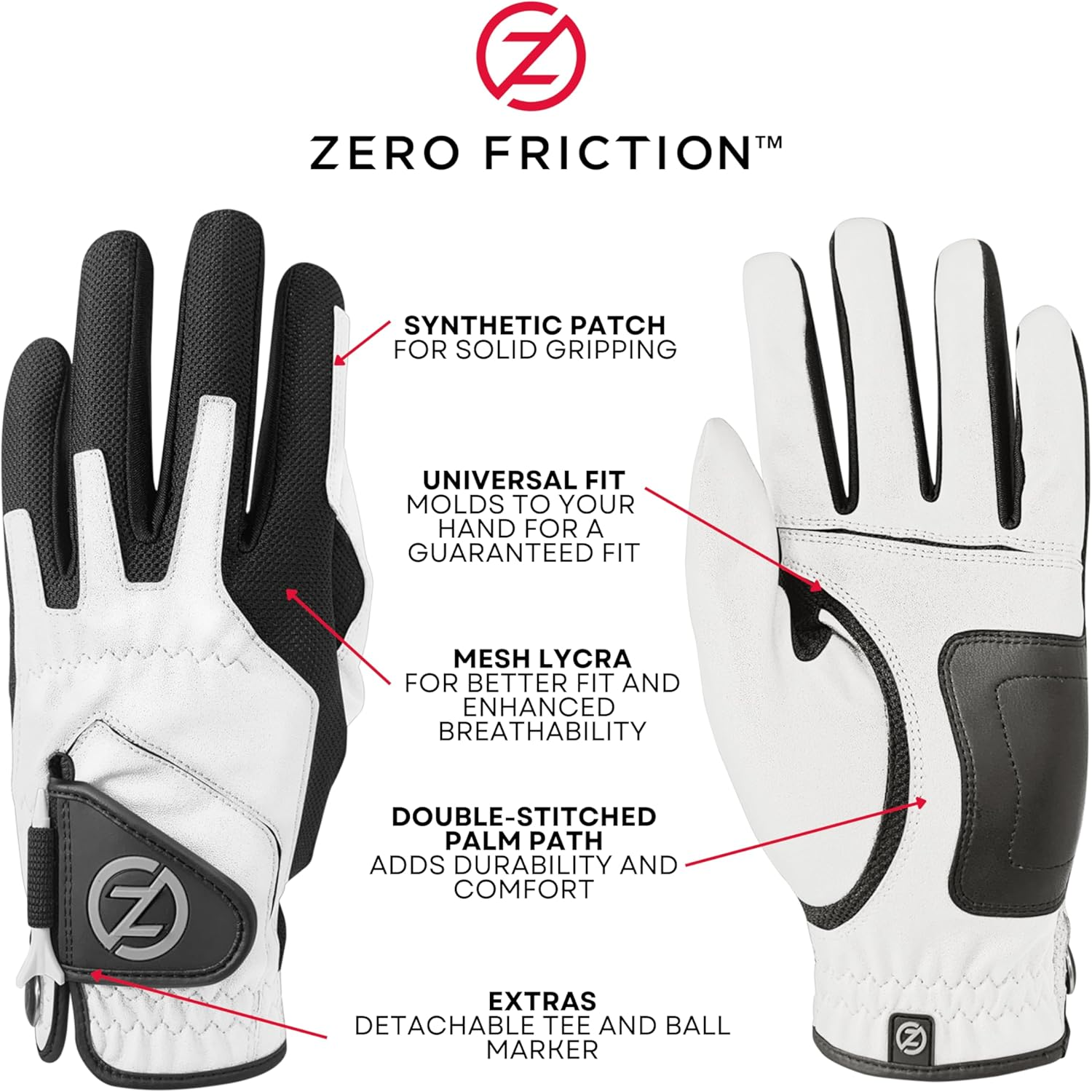 Zero Friction Male Men'S Compression-Fit Synthetic Golf Glove, Universal Fit image number 3