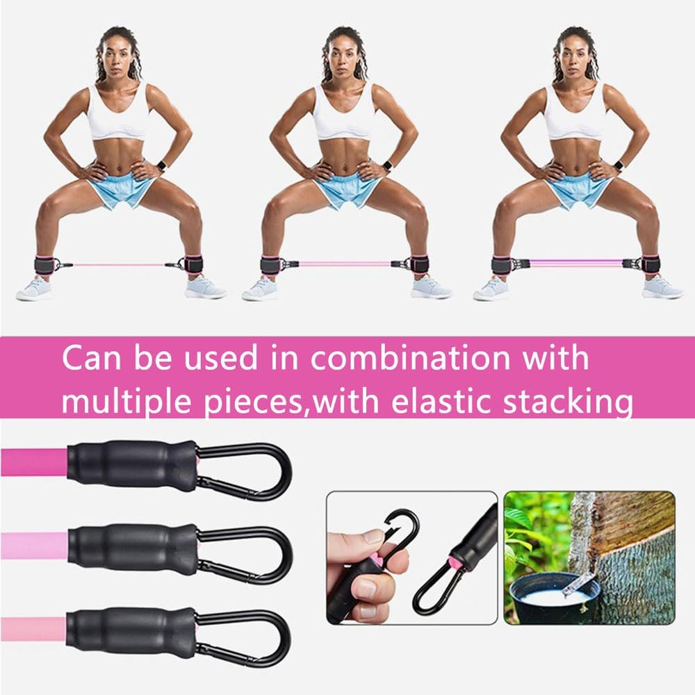 Fitness Ankle Trainer with Two Straps for Leg and Buttocks Exercises, Ankle Band Fitness Equipment for Legs, Glutes - Black 01 image number 6