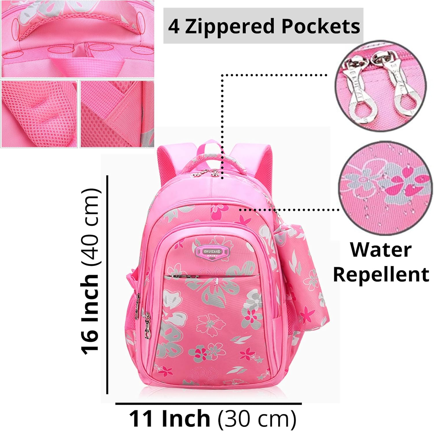 JOJOOKIDS Backpack for Kids 15" | Durable and Functional School Kid Book Bag, Perfect Bag for Kindergarten or Elementary, Pink Unicorn, Medium, Classic