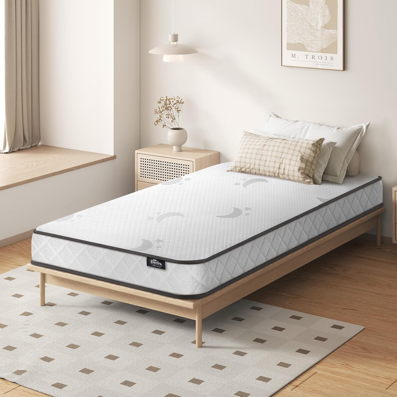 Bedra Bedding Single Mattress 13Cm Medium-Firm Bed Mattress with Bonnell Spring Foam and Knitted Cover image number 1