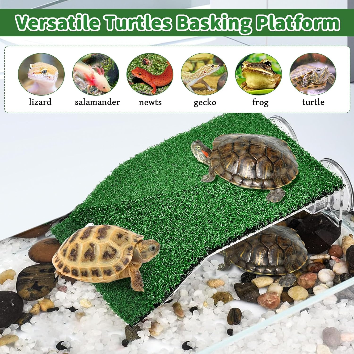Large Turtle Basking Platform, 2-In-1 Floating Dock with Ramp for Aquatic Turtles Reptiles and Amphibians, Easy to Install Basking Area for Habitat Tank Terrarium image number 1