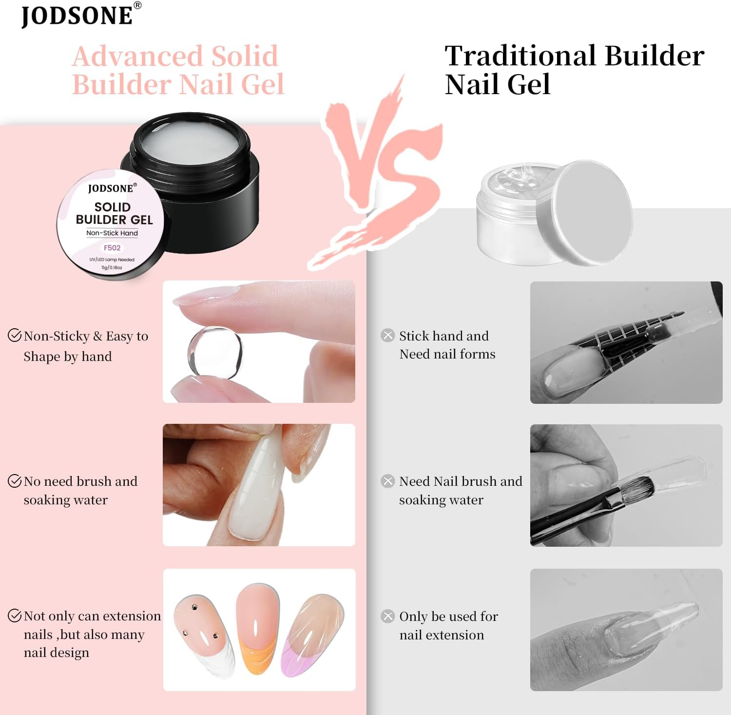 JODSONE Solid Builder Gel for Nails,12 Bottles of 5G 3D Nail Gel Hard Gel Non-Sticky Sculpting 3D Sculpting Non-Sticky Hand Carving U V/LED Extension with 36 PCS Lengthens Auxiliary Nails