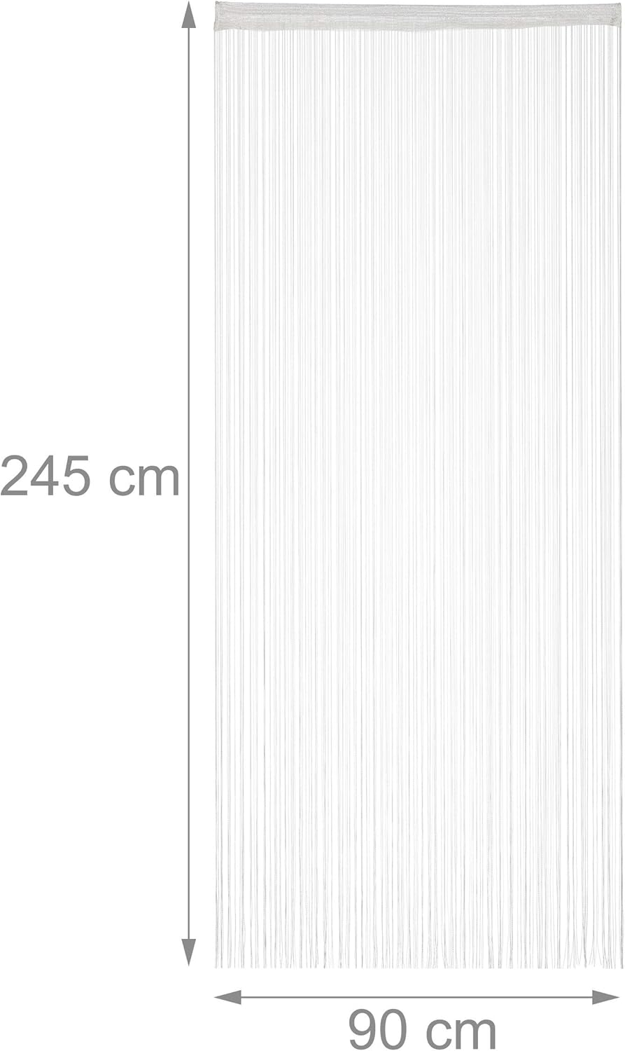 Relaxdays White String Curtains Set of 2, Can Be Shortened, with Eyelet Top for Windows & Doors, Fly Screen, 90X245Cm image number 6