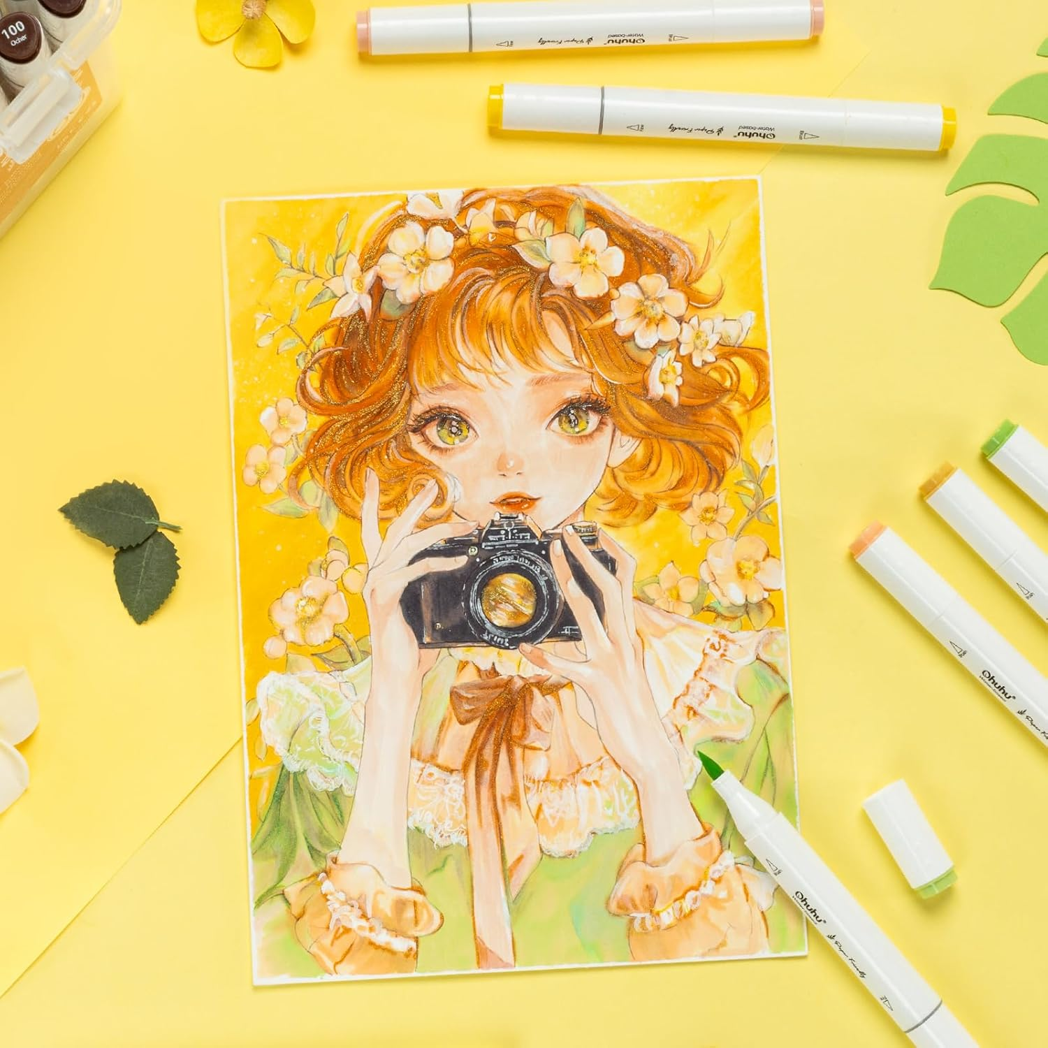 Ohuhu Markers for Adult Coloring Books: 60 Colors Water-Based Art Markers Paper Friendly Dual Brush Fine Tips Drawing Pens Coloring Markers for Kids Adults Calligraphy Sketching Bullet Journal image number 3