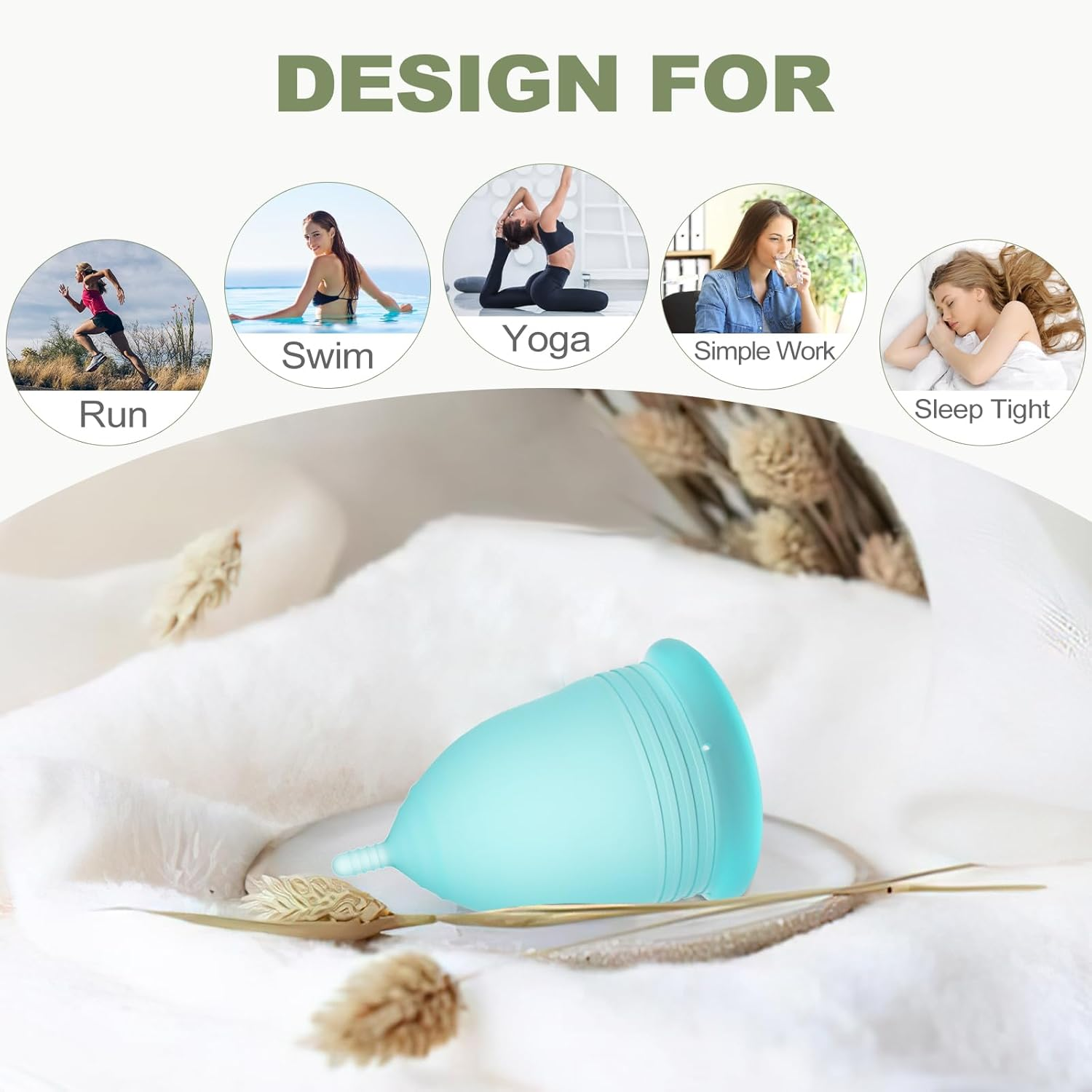 YTYOMUR Menstrual Cups with Sterilizer, 2 Reusable Period Cups for Women, Tampon and Pad Alternative, Feminine Cup with Cleaner Set image number 4