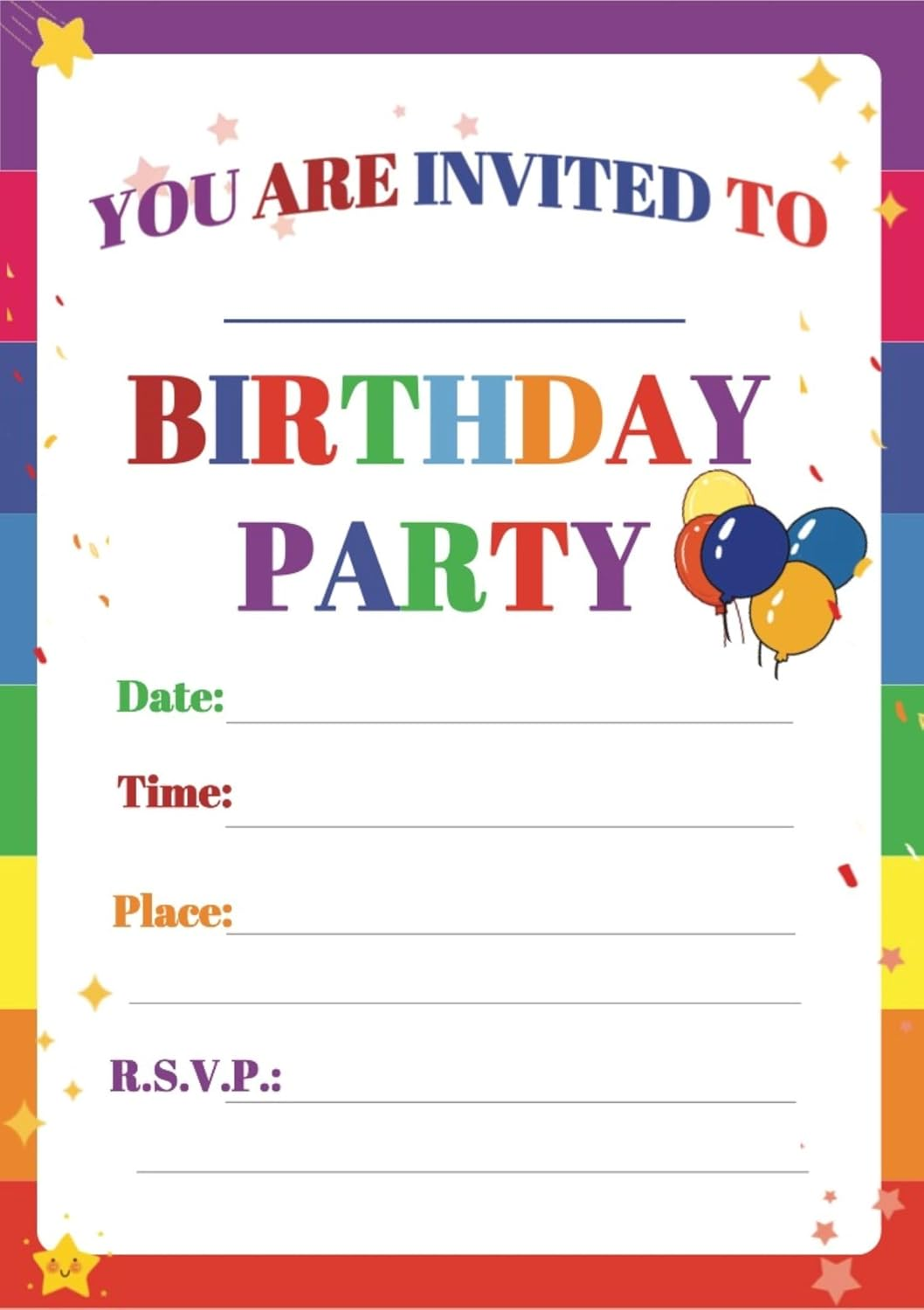 20 Birthday Invitation Cards with Envelopes,Uniquely Designed Birthday Cards for Children,Men, Women and Kids (Golden)