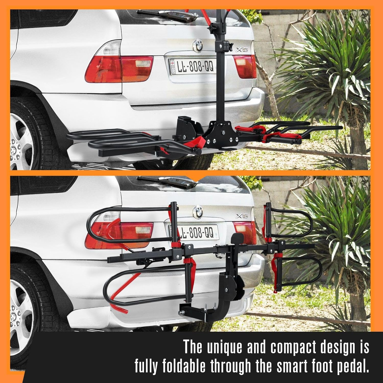 2 Ebike Rack for Car Rear Mountain Bicycle Carrier Mount Stand Storage Holder Platform 2 Inch Foldable Tilt with Lock image number 2