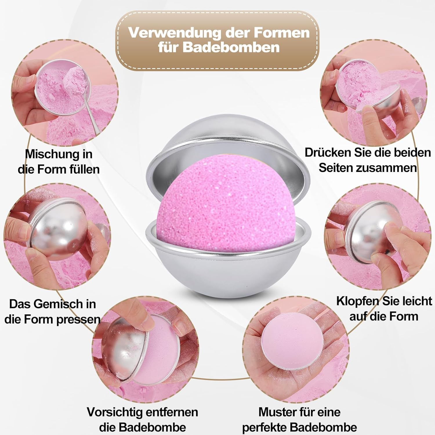 EOGRFW 6 Sets of 12 Bath Bomb Molds, DIY Bath Bomb Moulds, Bath Bomb Mould Set, Aluminium Bath Bomb Moulds, Soap Mould Moulds, DIY Casting Moulds for DIY Handmade Bath Bombs and Soap, 6 Balls image number 6