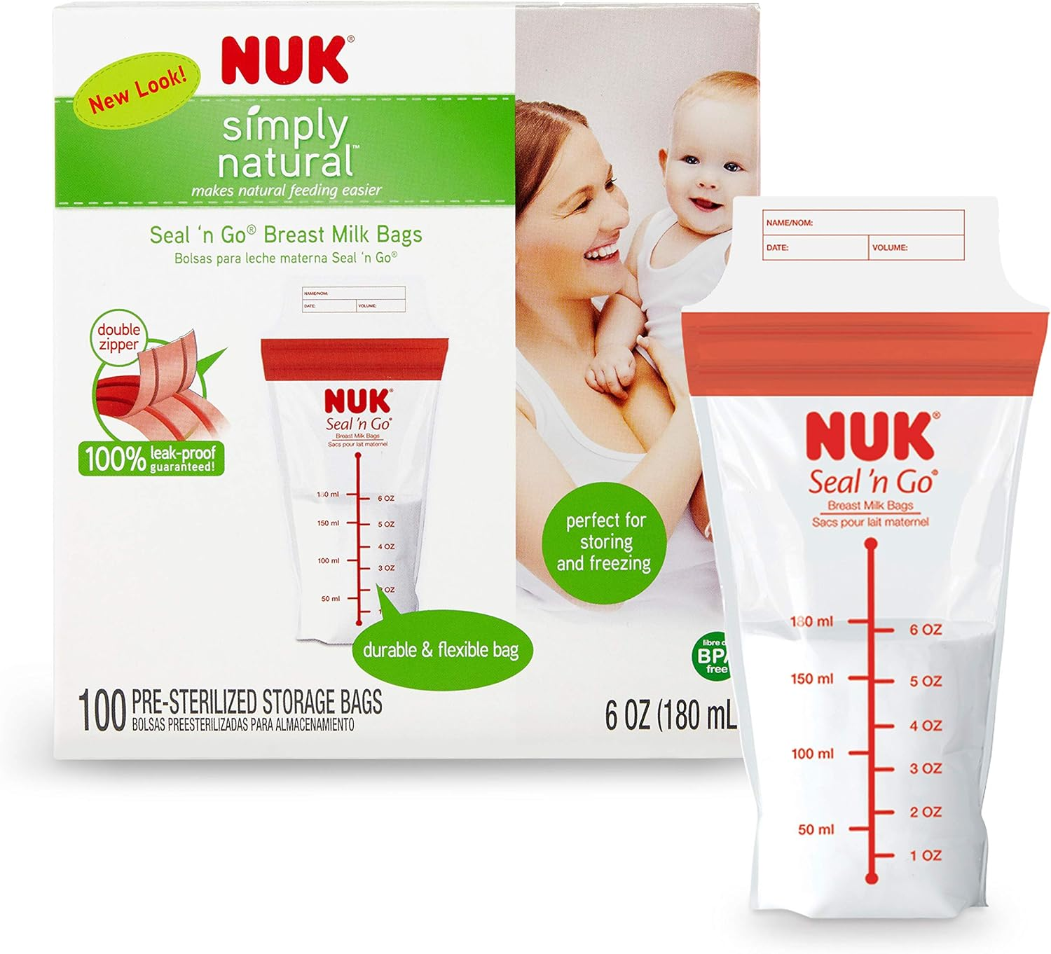 NUK Seal N Go Breast Milk Bags, 100 Count image number 3