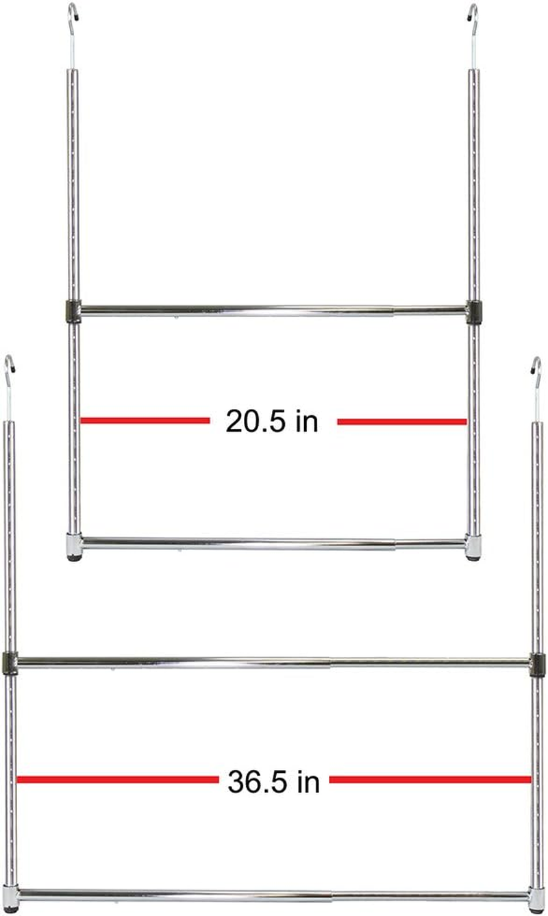 Oceanstar ACR1538C 2-Tier Portable Adjustable Closet Hanger Rod, Chrome - Black image number 4