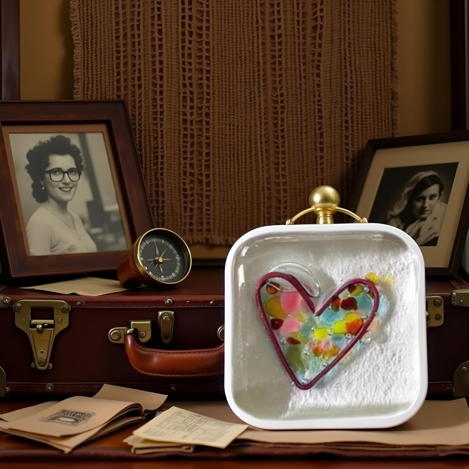 Fused Glass Heart Pocket Hug Token, Resin Glass Heart Pocket Token,Handmade Pocket Token Fused Heart Keepsake Gift for Friends Couple Family,Fused Glaze Heart Pocket Token,Luggage and Travel Gear