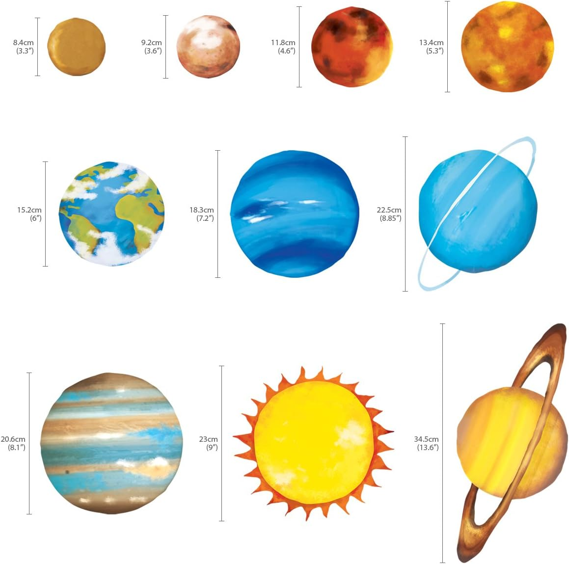 DECOWALL DS8-1307 Planets in the Space Kids Wall Stickers Wall Decals Peel and Stick Removable Wall Stickers for Kids Nursery Bedroom Living Room image number 1