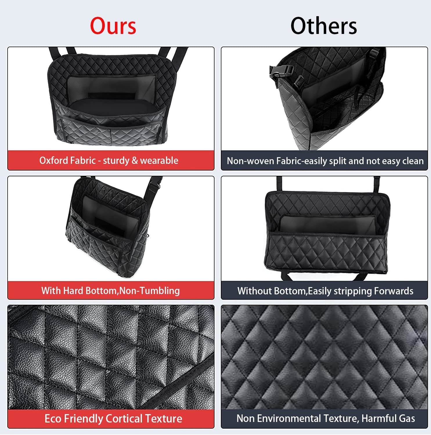 AICEL Car Handbag Purse Holder between Seats, Auto Seat Leather Organizer Pocket, Front Seat Bag Box Storage for Cell Phone Document, Backseat Barrier for Kids Pet, Fits for Most Vehicles image number 1