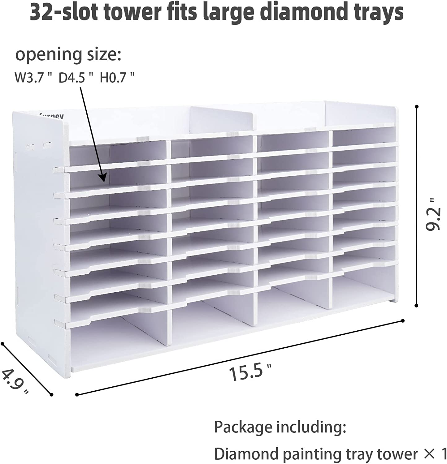 Sanfurney 32 Slots Large Diamond Painting Tray Tower Organizer with Drill Pen Holder, Multi-Boat Plates Storage Rack, Diamond Painting Accessories Tools Kits, Gift for Adults DIY Craft Arts image number 4