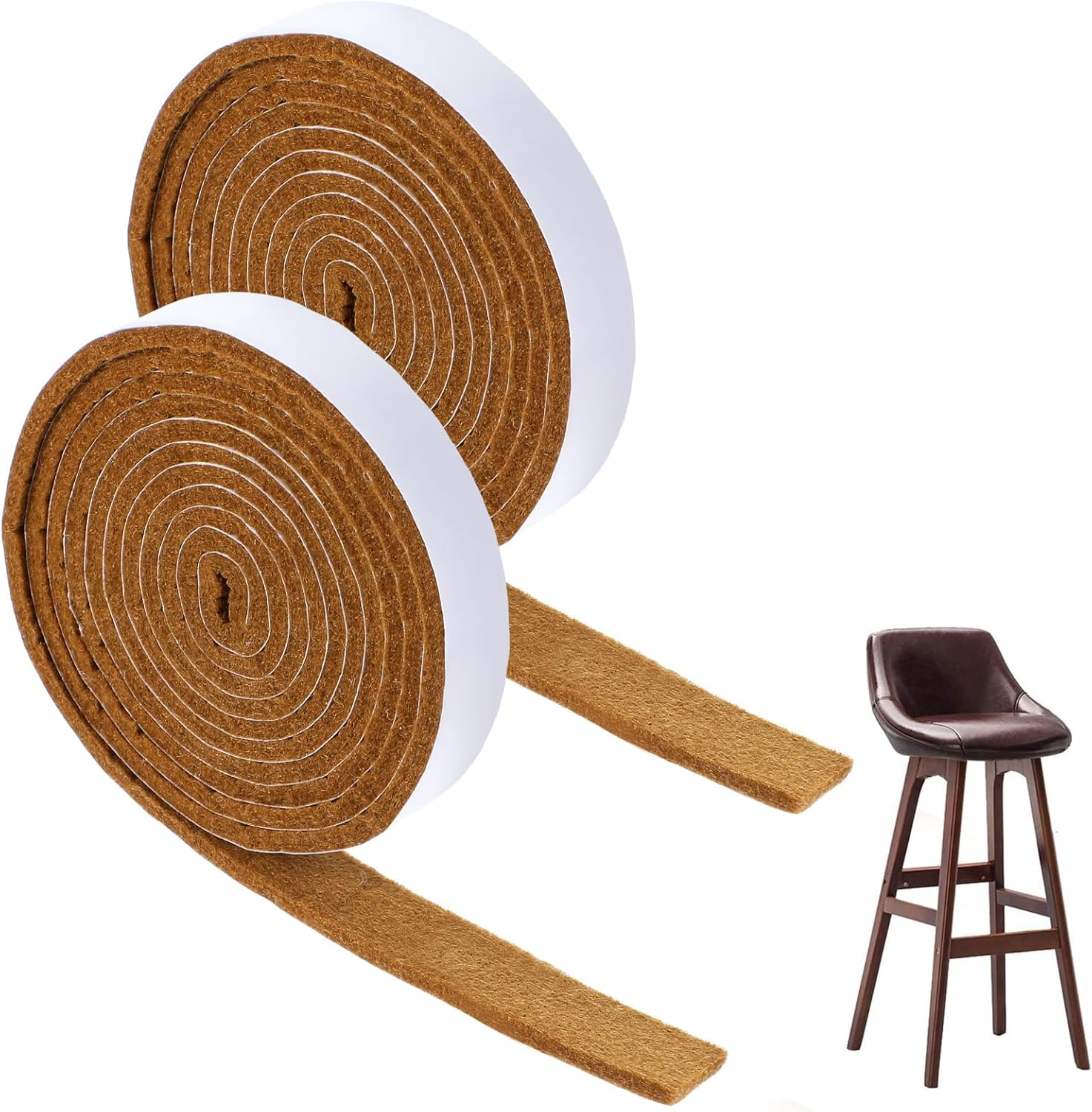 COMNICO 4 Rolls Felt Strip with Adhesive Backing, Non Slip Cuttable Felt Tape Self Adhesive Furniture Pads for Protecting Furniture Surfaces Hardwood Floor Chair Wall (Black, 1/2X60In)(Black,4)