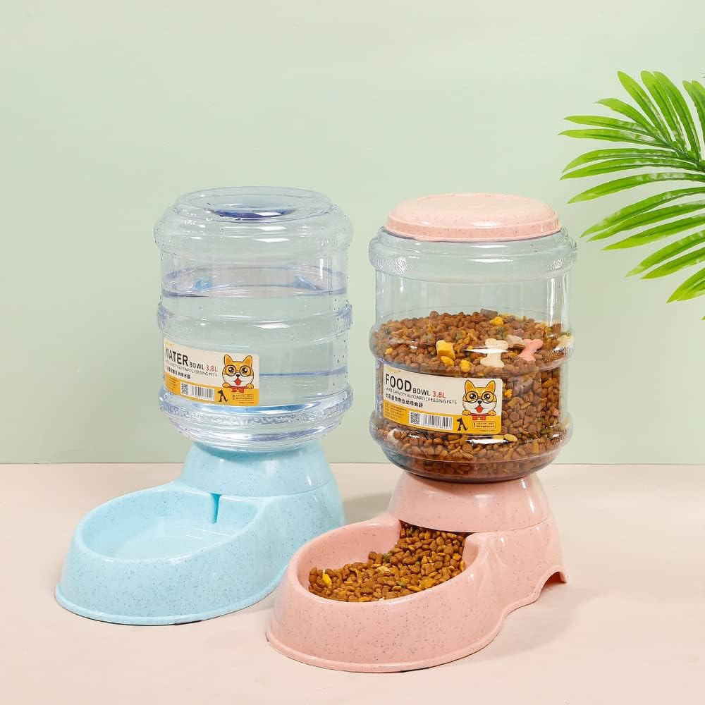 Automatic 3.8L Blue Food Dispenser Pet Dog Cat Puppy Dispenser Feeder Bowl Bottle - Grey Food Dispenser image number 4