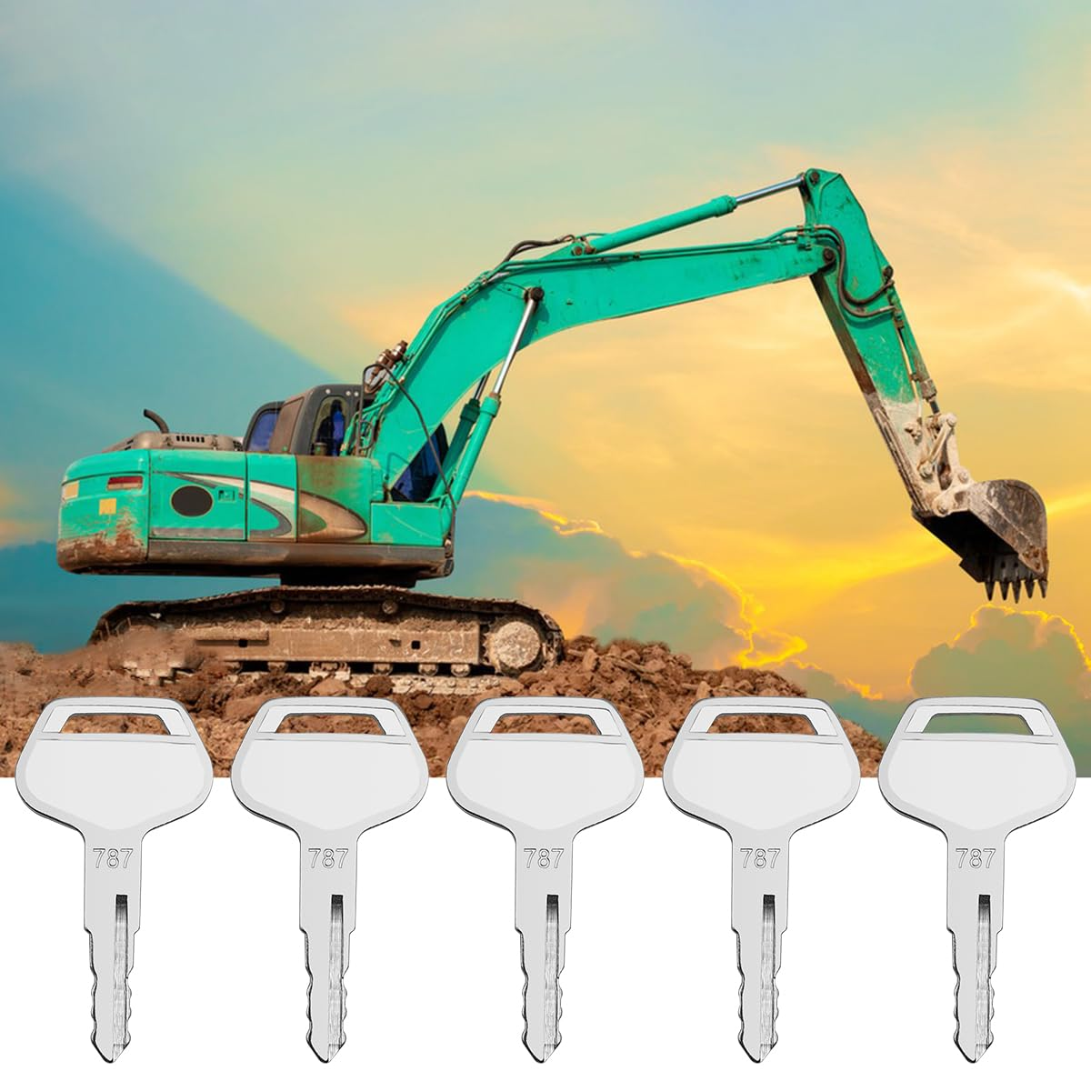 Heavy Equipment Ignition Key, 10 Pack 787 Ignition Keys Compatible with Komatsu, Replacement of OEM Part TR261434 Suitable for Excavators, Loaders, Dozers and Backhoes image number 6