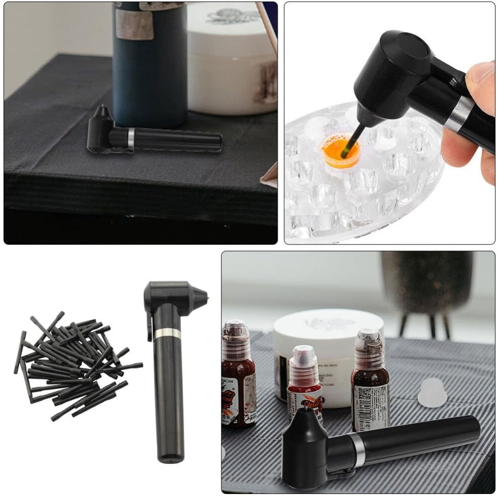 COHEALI 1 Set Pigment Mixer Machine Ink Mixer Eyebrow Color Stirrer with 50Pcs Mixing Sticks Electric Agitator Machine for Makeup Microblading Supplies Black image number 3