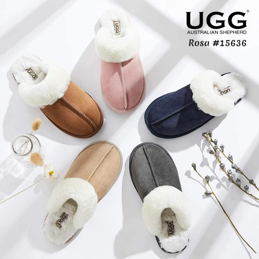 UGG Slippers Australia Premium Sheepskin Unisex Rosa Scuff - Navy Blue - AU Ladies 13 / AU Men 11 / EU 44 image number 2