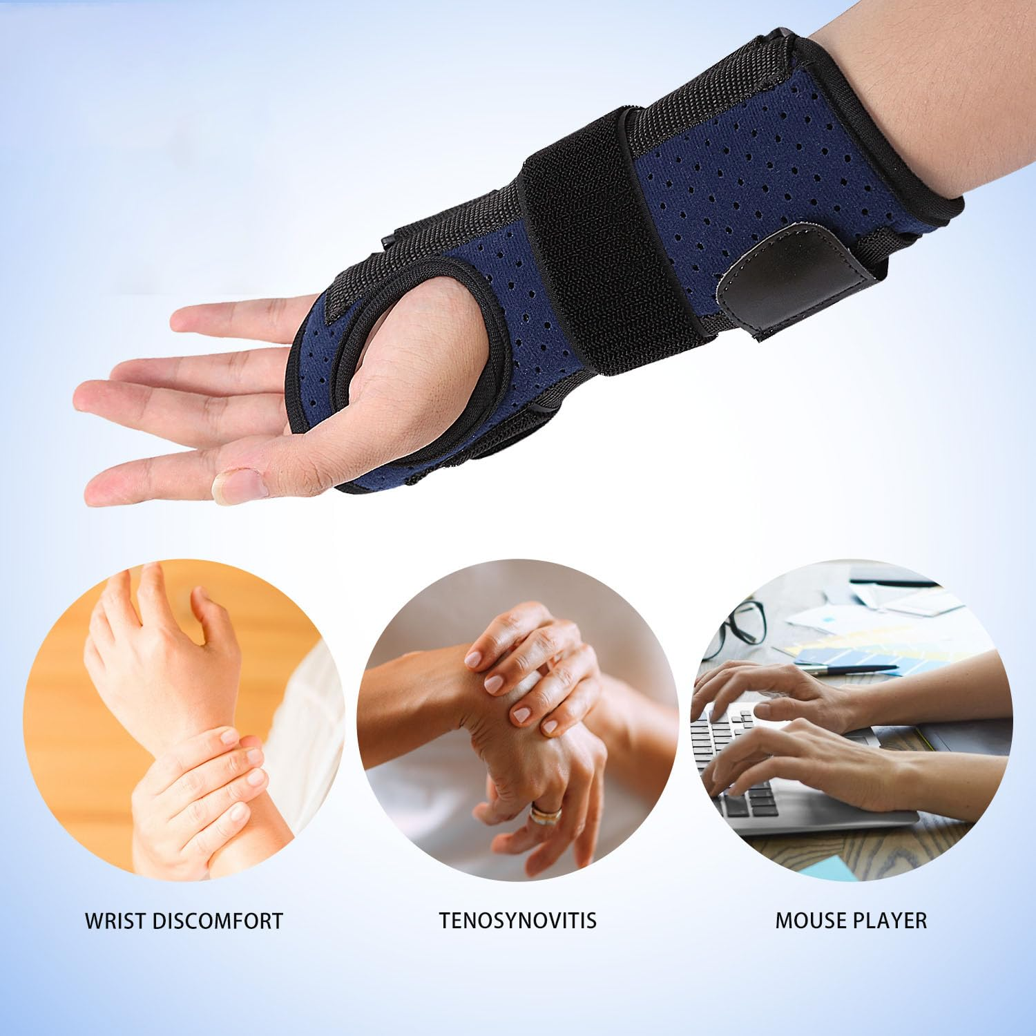 Wrist Brace, Carpal Tunnel Splint for Men & Women, Adjustable Compression Wrist Support for Pain Relief, Tendonitis, Arthritis, Sprains (Left) image number 2