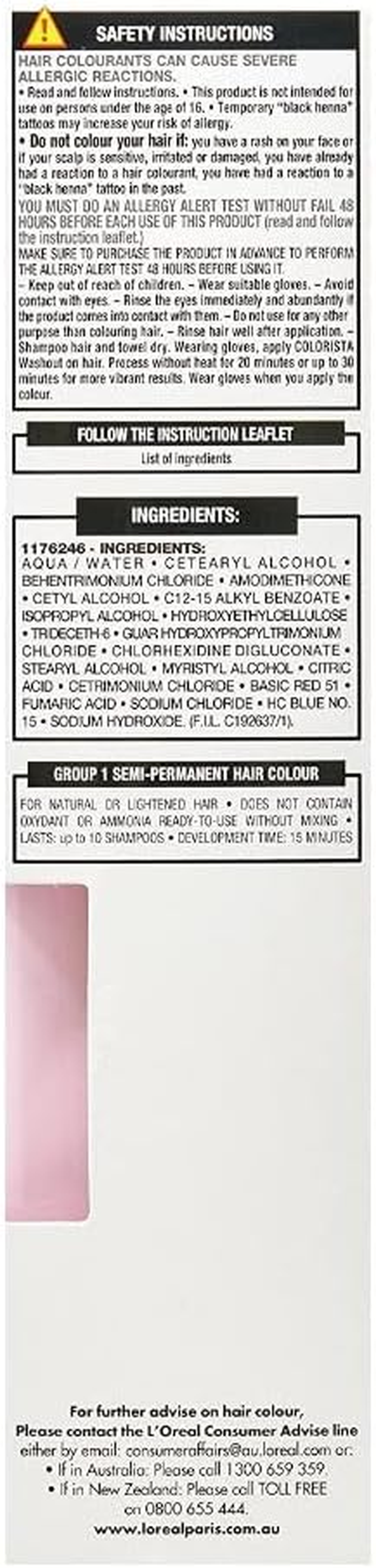 24X L'Oreal Paris Colorista Semi-Permanent Hair Colour Washout Pink Pastel image number 2