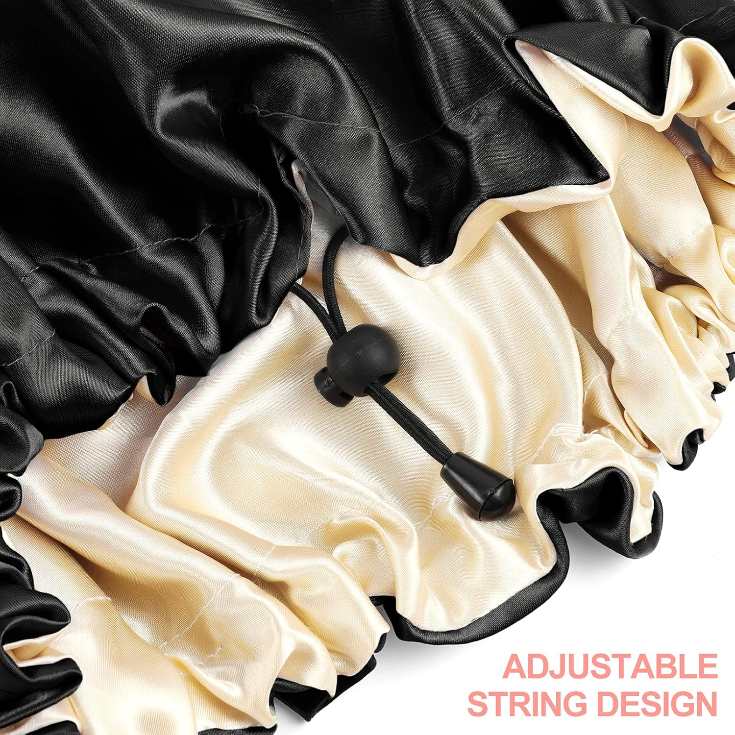 CHORHA Large Double-Sided Adjustable Satin Sleep Cap, Hair Bonnet for Sleeping, Suitable for All Kinds of Hair - Green image number 7