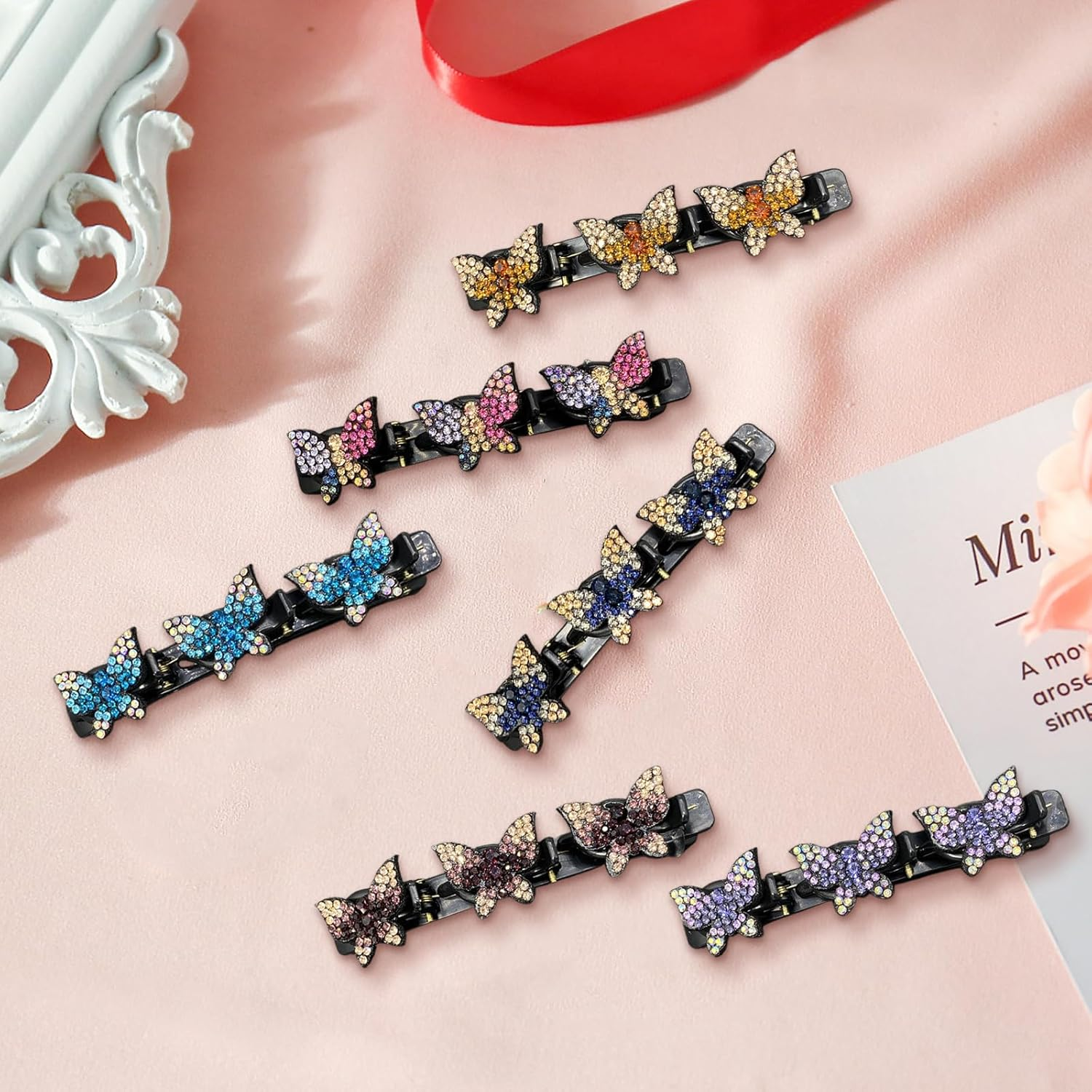 Ruzister 6 Butterfly Pony Clips, Hair Clips, Women'S Thin Hair, Hair Clip, Hairband Clip, Multicoloured, Large image number 2