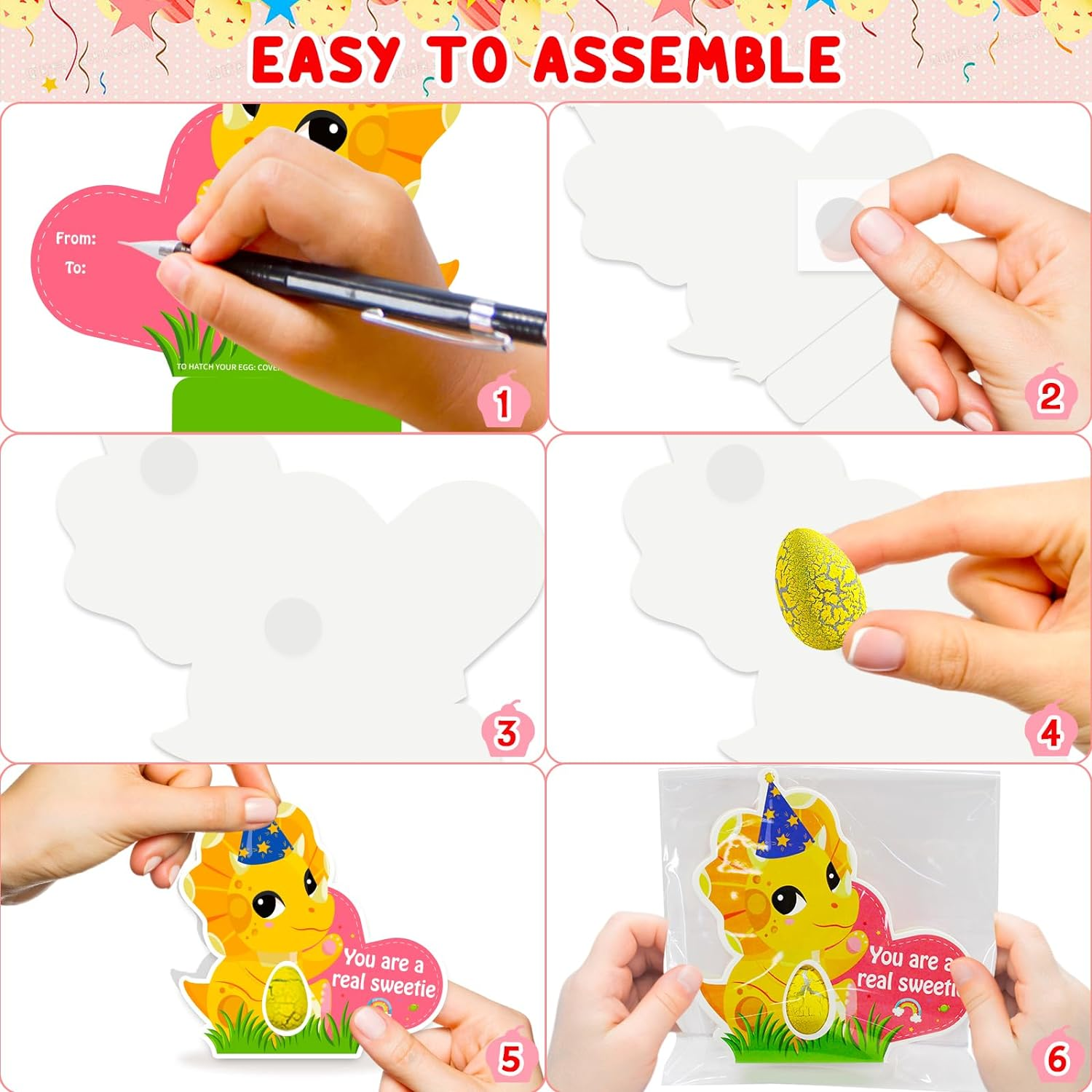 Dinosaur Party Favors Dinosaur Birthday Party Supplies, 30 Pack Dinosaur Egg Hatching Card Bulk, Funny Dino Eggs Gifts Goodie Bag Stuffer for Kids Boys Girls Toddler image number 4