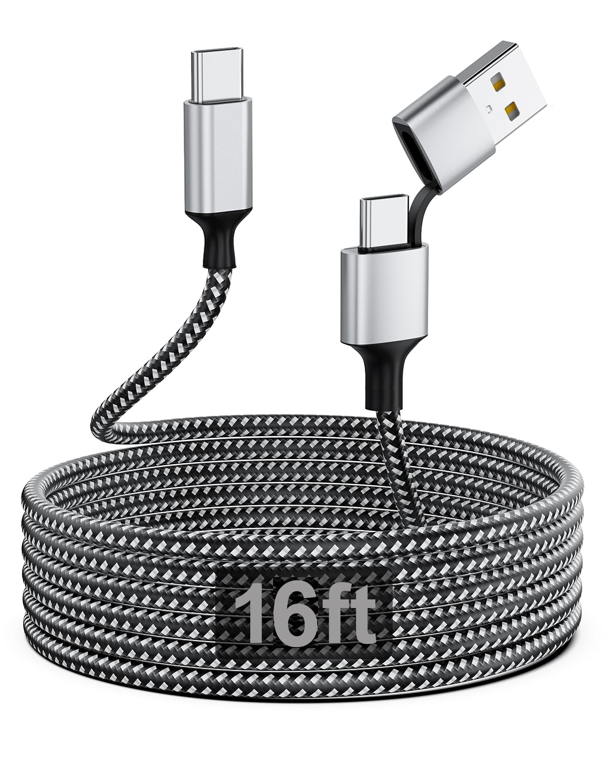 5M Long USB C Cable, 60W USB-C/A to USB-C PD Fast Charging Type C Charger Cable for Iphone 17 16/15 Series, Android, Ipad, Macbook, Pixel image number 1