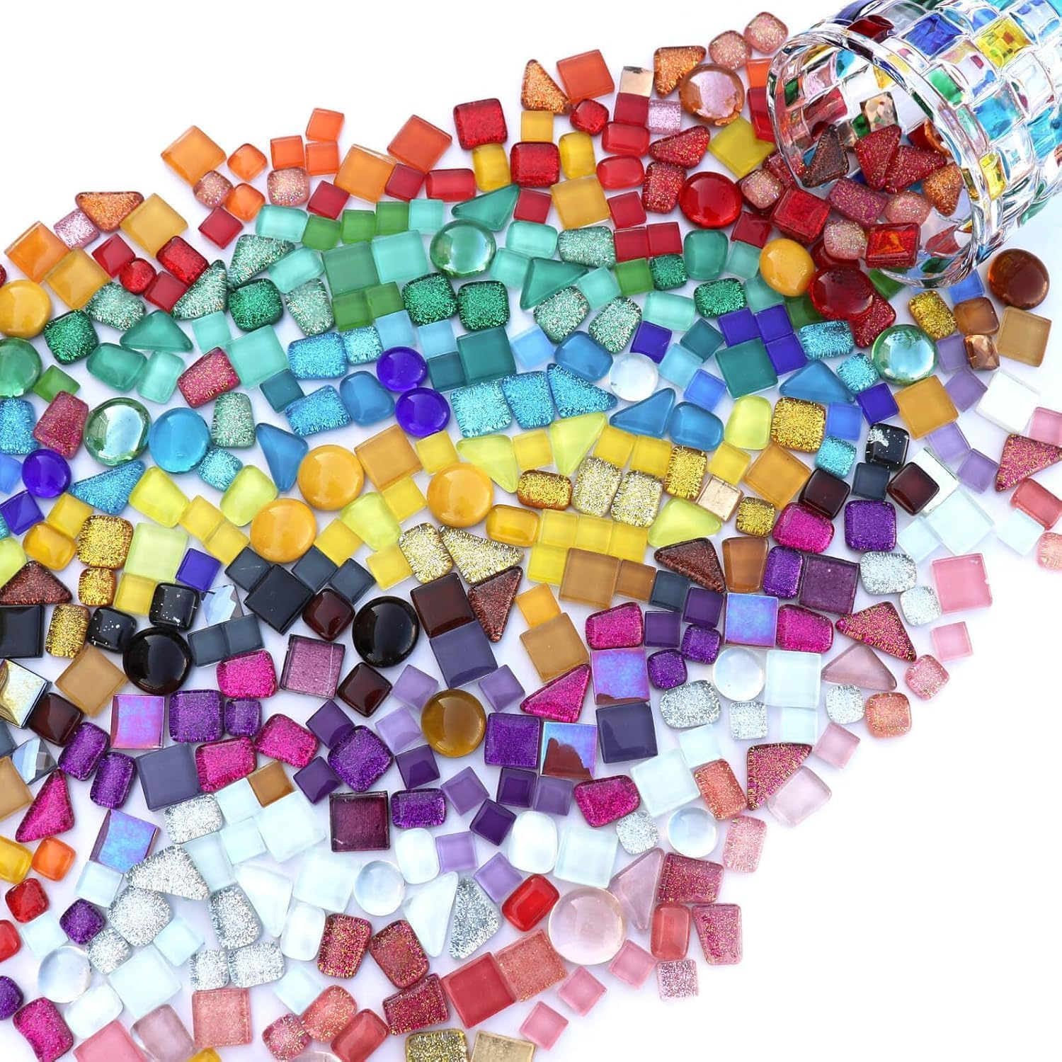 Yunking 1.1LB Assorted Colors Irregular Crystal Glass Mosaic Tiles - Perfect for Art Crafts, Mosaic Making Projects, Home Decor, and More image number 1