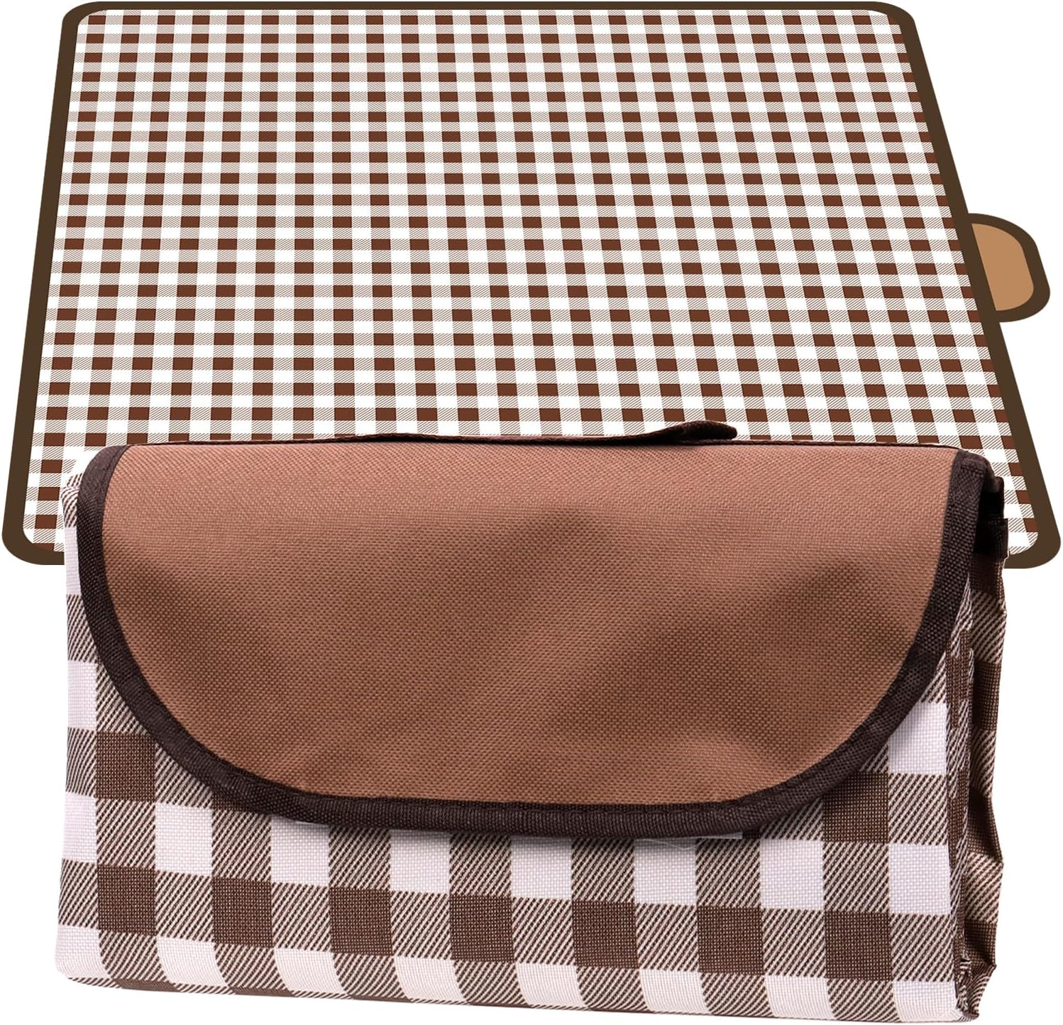 Rustark 79" X 79" Picnic Blanket Outdoor Picnic Mat Beach Blanket Extra Large Foldable Waterproof Portable Gingham Picnic Blanket Picnic Rug for Hiking, Beach, Camping, Park, BBQ and Music Festivals