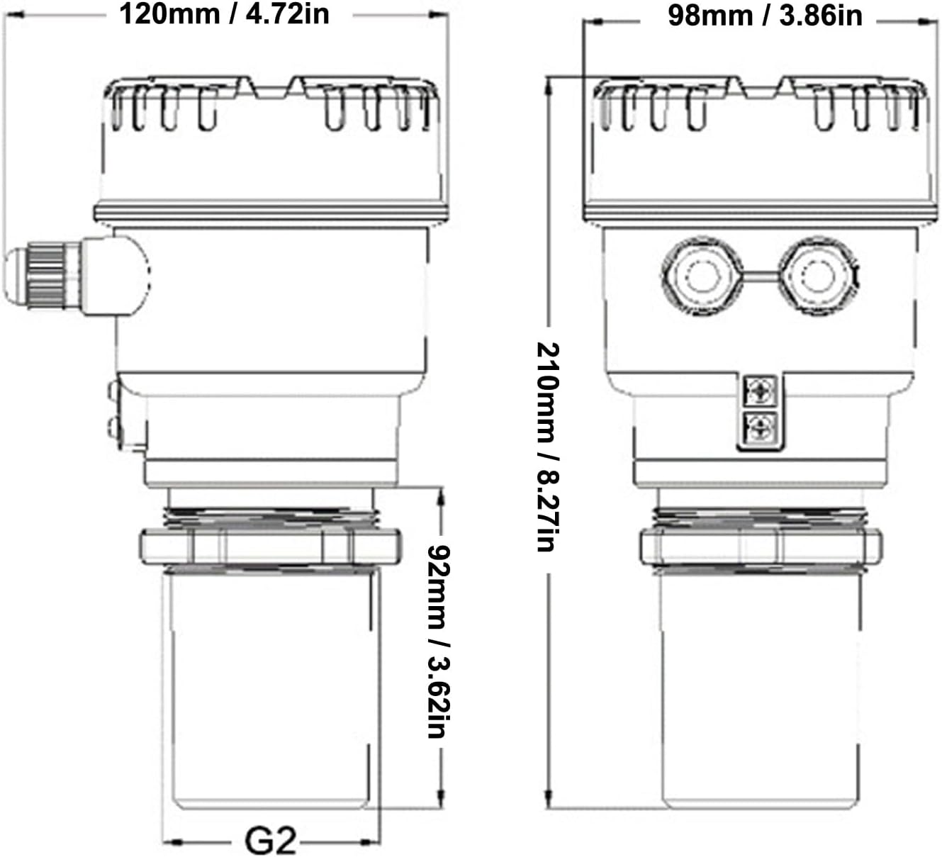 Ultrasonic Water Level Sensor, Water Tank Level Monitor,Led Display 4-20Ma Water Tank Depth Level Meter, Liquid Level Sensor with Digital Display,For Water and Wastewater image number 1