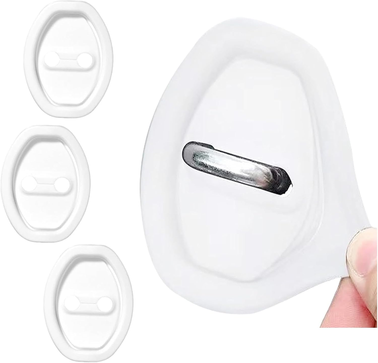 4 Car General Silicone Latch Protective Cover, Silent Shock Cushion, Door Buffer, Lock Protector, Auto Parts (White) image number 2