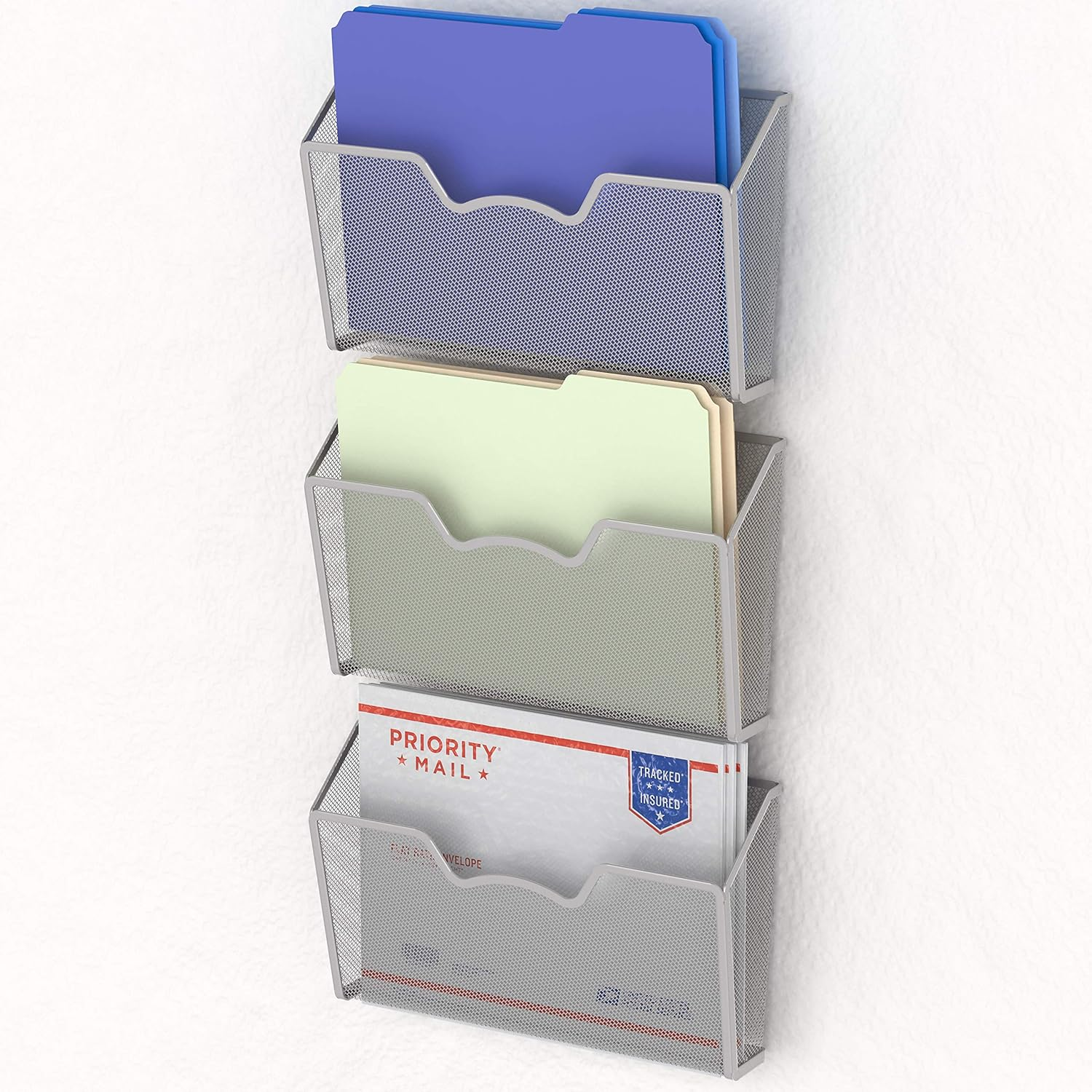 Simplehouseware Wall File Organiser Mesh Holder, 3 Pack, Silver image number 5